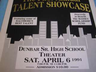 ORIGINAL Globe Poster DUNBAR HIGH SCHOOL 1st Annual Talent Show 