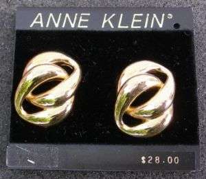 ANNE KLEIN Goldtone KNOTS Clip On Earrings #20  
