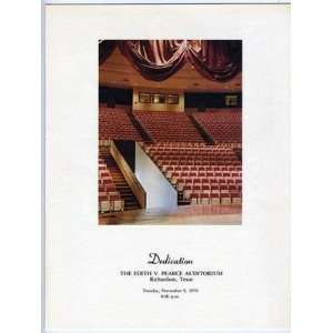 Edith V Pearce Auditorium Dedication Program Richardson Texas 1976 J J 