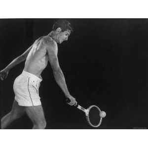  High Speed Photograph of Tennis Pro Bobby Riggs Hitting a 