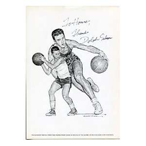  Dolph Schayes Autographed / Signed Black & White Drawing 