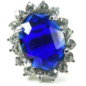 Lady Diana Oval Blue Sapphire & Diamond Ring, Size 5