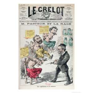 Pasteur and Rabies, Caricature of the Experiments of Louis Pasteur Art 