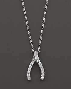 Roberto Coin 18 Kt. White Gold/Diamond Wishbone Necklace