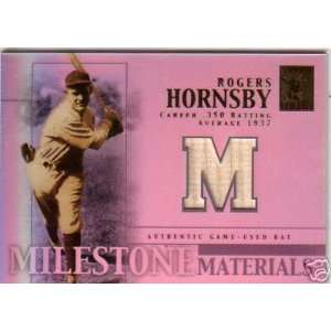  02 Topps ROGERS HORNSBY Tribute Milestone Game Used Bat 