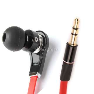 InEar Red Flat Wire Headphone Earphone Earbuds for iPod iPhone MP4 w 