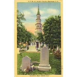  1950s Vintage Postcard St. Philips Church   Charleston 