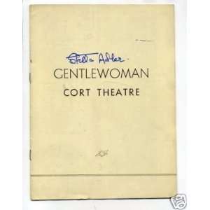  Stella Adler Gentlewoman Rare Signed Autograph Playbill 