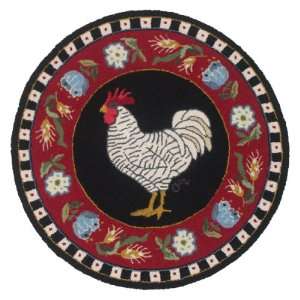  Chanticler Rooster 3 ft round hand hooked area rug