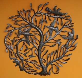Metal Wall Art Sculpture Nature Bird Tree Life Handmade  