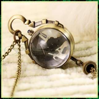 Vintage Antique Glass Ball Pocket Watch Necklace Gift  