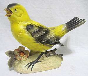 Leftons Gold FInch # 577 Planter Figurine Yellow Bird 6.5 Tall x 8 