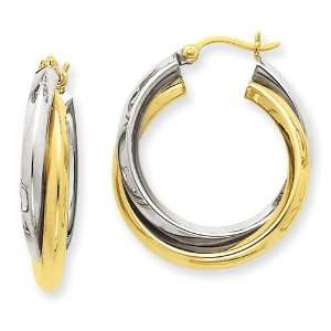  Double Hoop Earrings in 14k Two tone Gold Jewelry