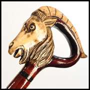 RAM   Gorgeous Hand Carved Wooden Cane Walking Stick  