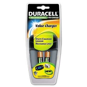 Duracell   Value Charger, 2 Pre Charged Rechargeable AA NiMH Batteries 