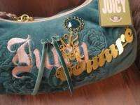 Authentic JUICY COUTURE Live HOBO BAG Teal Velour PURSE  