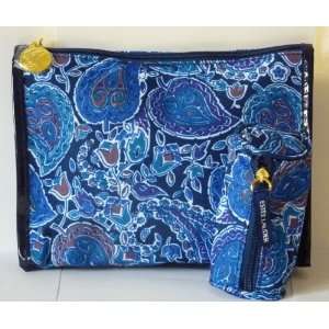  Estee Lauder Blue Flower Cosmetics Bag/makeup Bag 2pcs 