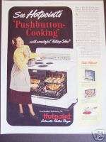 1949 Hotpoint PUSHBUTTON Stove Range 2 Ovens Ad  