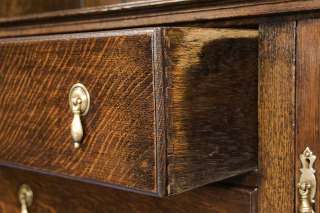 English Antique Jacobean Style Tiger Oak Welsh Dresser / Hutch  
