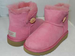 NEW UGG KIDS MINI BAILEY BUTTON BOOT Bubble GUM  PINK 100% AUTHENTIC 