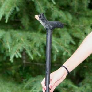  Hand Carved & Painted Wood Bear Walking Stick Cane