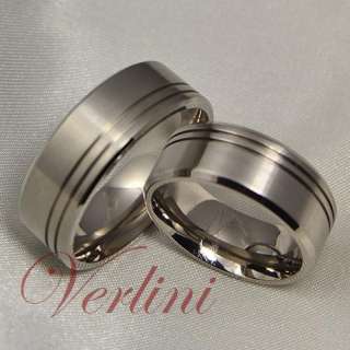 8MM Mens Titanium Rings Matching Set Wedding Bands Brushed His & Her 
