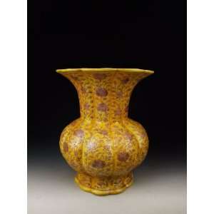 one Yellow&Brown Coloring Porcelain Vase, Chinese Antique Porcelain 