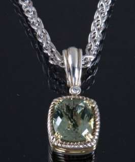 Charles Krypell green amethyst and diamond pendant necklace   