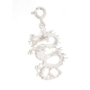   Silver 18 Box Chain Necklace with Charm Dragon and Clasp Jewelry