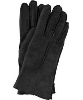 All Gloves dark grey suede hand sewn shearling lined gloves   
