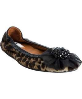 Lanvin tan leopard calf hair brooch ballet flats  BLUEFLY up to 70% 