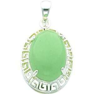    Sterling Silver Jade Greek Key Pendant Charm Jewelry Jewelry