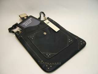   Loriani Black Italian Leather Tablet / iPad / Netbook / Document Bag