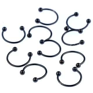   Black Hoop Nose Ring Bar Body Piercing Stainless Steel Jewelry  