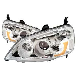   Honda Civic Chrome LED Halo Projector Headlights /w Amber Automotive