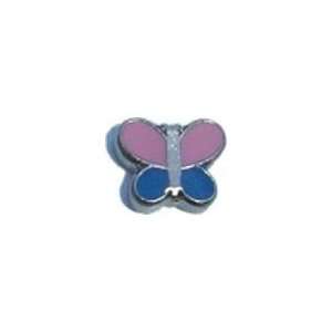    Pink & Blue Butterfly Floating Charm for Heart Lockets Jewelry