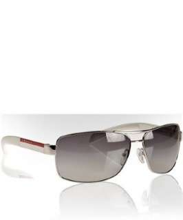Prada Sport white logo stripe rectangular aviator sunglasses  BLUEFLY 