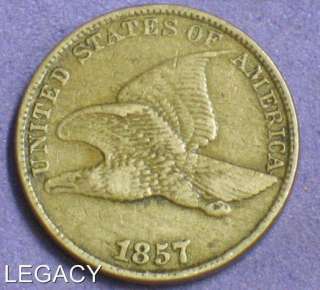 1857 FLYING EAGLE CENT COPPER NICKEL EARLY DATE (IY+  