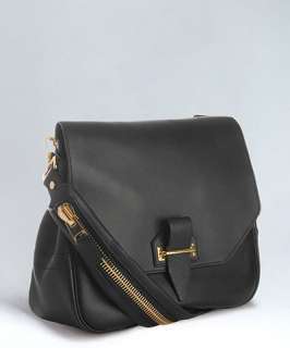Tom Ford black leather zipper detail shoulder bag