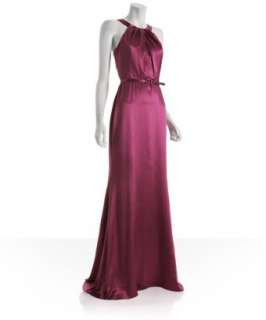 Vera Wang Lavender Label fuchsia gathered charmeuse halter dress 