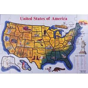  48 piece Deluxe United States Map Cardboard Floor Puzzle 