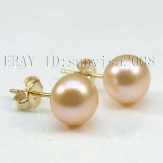 COLOR AAA 9 10MM WHITE CULTURED PEARL EARRINGS 14KT  