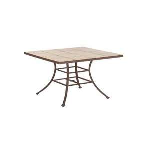 Universal Aluminum 48 Square Stone Cast Marble Creme Top Dining Table 