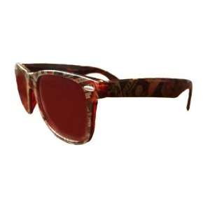 1980s Wayfarer Style $$ Money Print Fashion Sunglasses   Brown w/Gold 