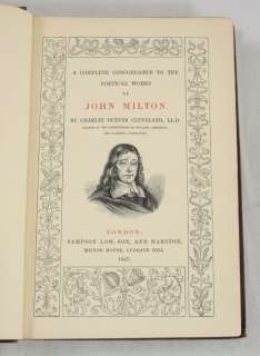 CLEVELAND Concordance Poetry John Milton HB 1867  