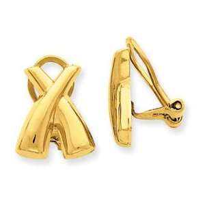  14k Yellow Gold Non pierced X Earrings Jewelry