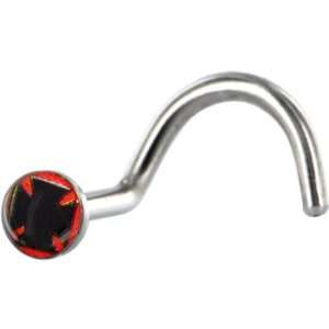    Surgical Steel Red and Black Iron Cross Logo Nose Ring Jewelry