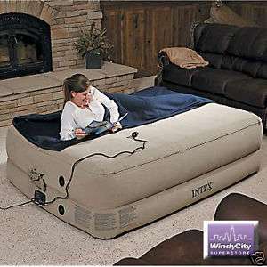 Intex Queen Raised Air Bed Memory Foam Mattress Airbed  