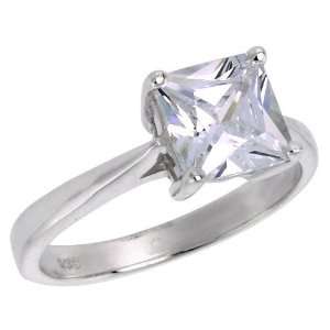Carat Size Princess Cut Cubic Zirconia Solitaire Bridal Ring 