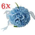 PCS Blue Silk Kissing Pomander Rose Flowers Ball Wedding Decoration